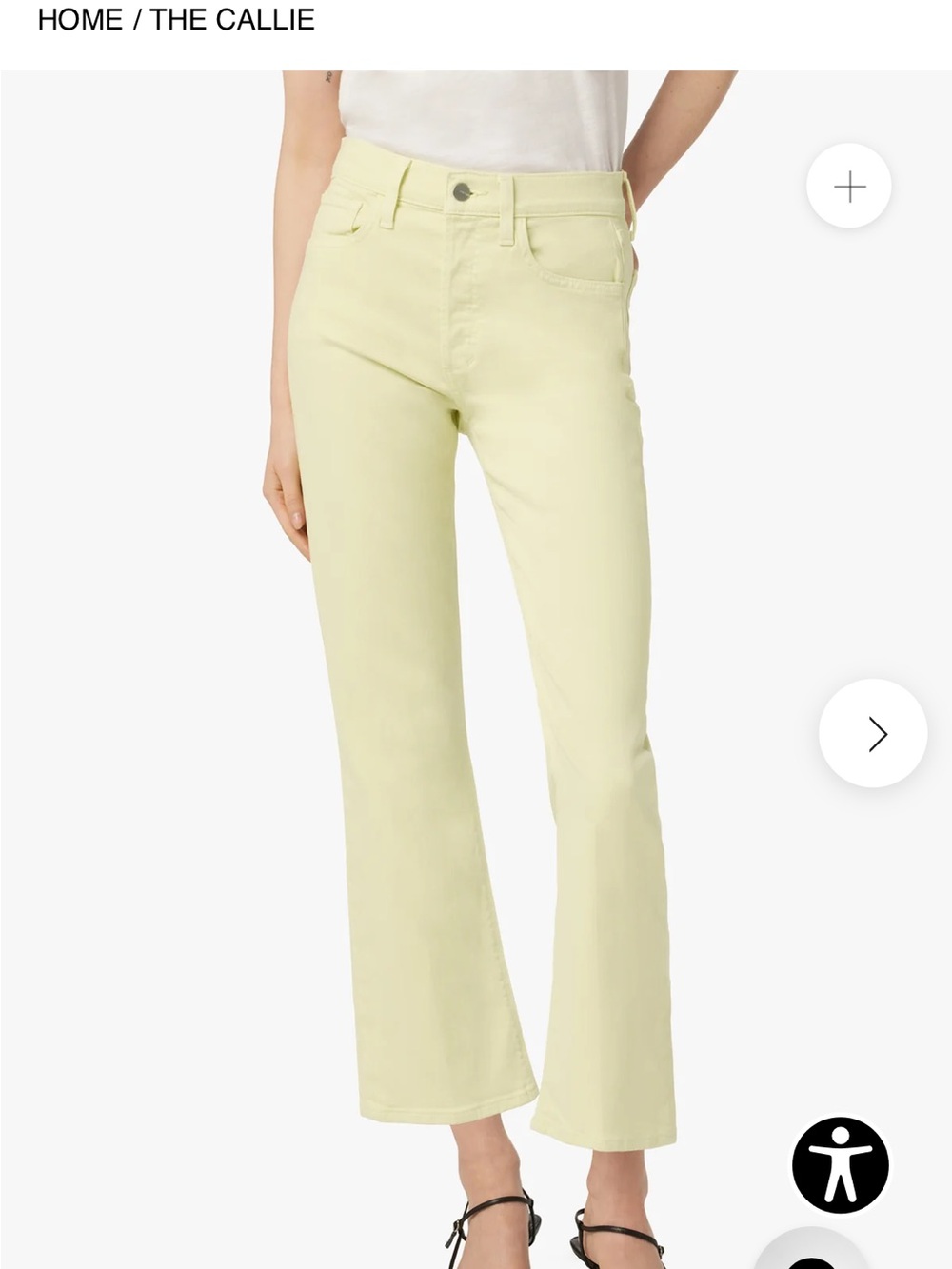 Joe’s Jeans “The Callie” High Rise Cropped Bootcut in Lime Twist